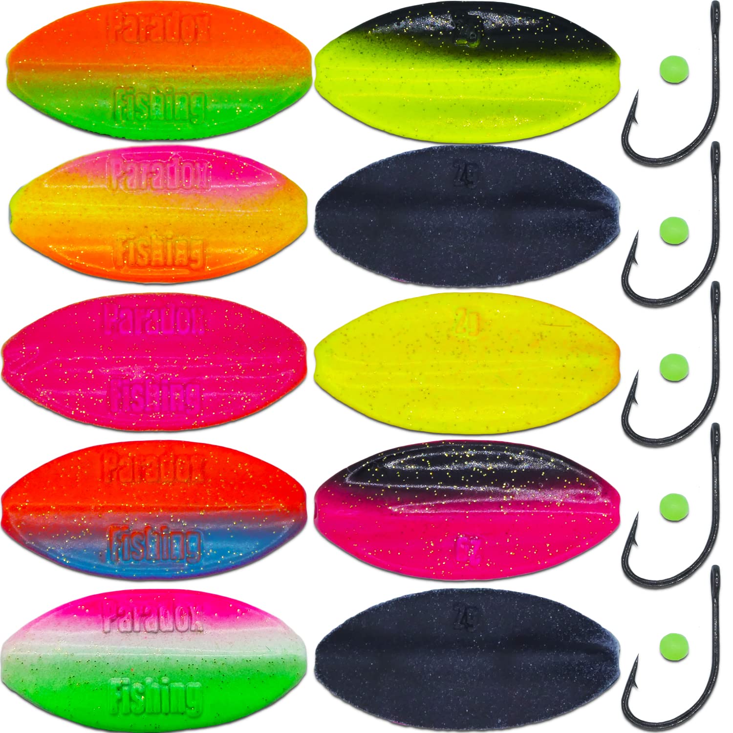 Paradox Fishing Lot de 5 clignotants de continuité 2,0 g/3,5 g I Wing Inline Spoon I Appâts à truite pour pêche à la truite