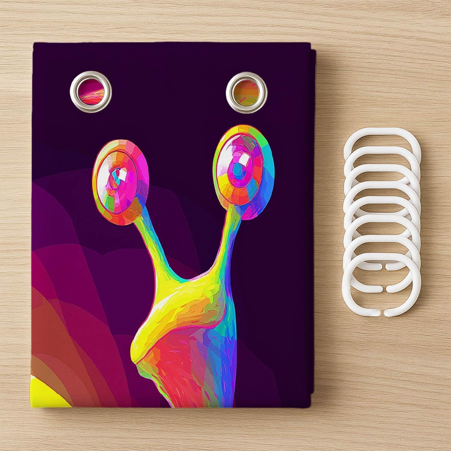 Generico Fantasia Tenda Da Doccia Vivace Carino Lumaca Multicolore, Tenda Da Doccia Per Bagno, Vasca Da Bagno, Tenda In Poliestere Impermeabile Con Ganci In Plastica, 180 x 200 cm