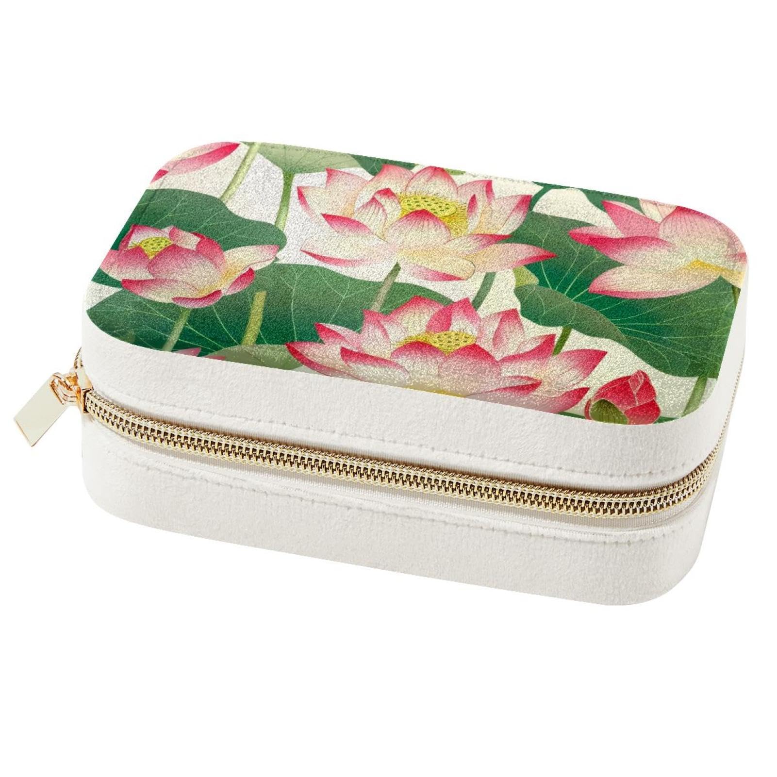 Boîte à bijoux lotus portable : rangement bagues et colliers pour femmes