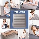 Oreiller de voyage gonflable avec Air Pompe, Oreiller de lit léger portable pour dormir, Oron d'élévation des jambes pour le soulagement de la houle, Oreilleur post-chirurgie triangle avec/Couvercle lavable (gris clair)