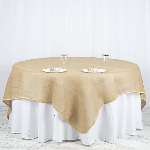 Miniatura 8 de Efavormart CHAMBURY CASA - Mantel cuadrado de arpillera rústica fina, 72 x 72 pulgadas, color natural