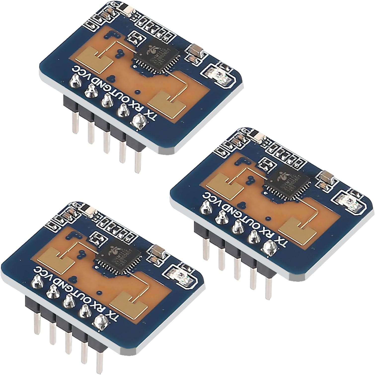 3x LD2410C Human Presence Radar Sensor Module, 24GHz ISM Band, 6m Sensing Distance, Non-Contact, Serial Port IO Level Output, Proximity Detection