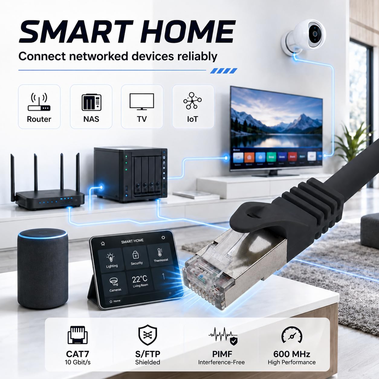 1aTTack.de Cavo di rete Ethernet LAN RJ45 S/FTP PIMF LSZH, 1,5 m, 10 Gbps, senza alogeni, per camera server, switch, router, confezione da 20, colore: grigio | collega computer, TV e console di gioco a Internet