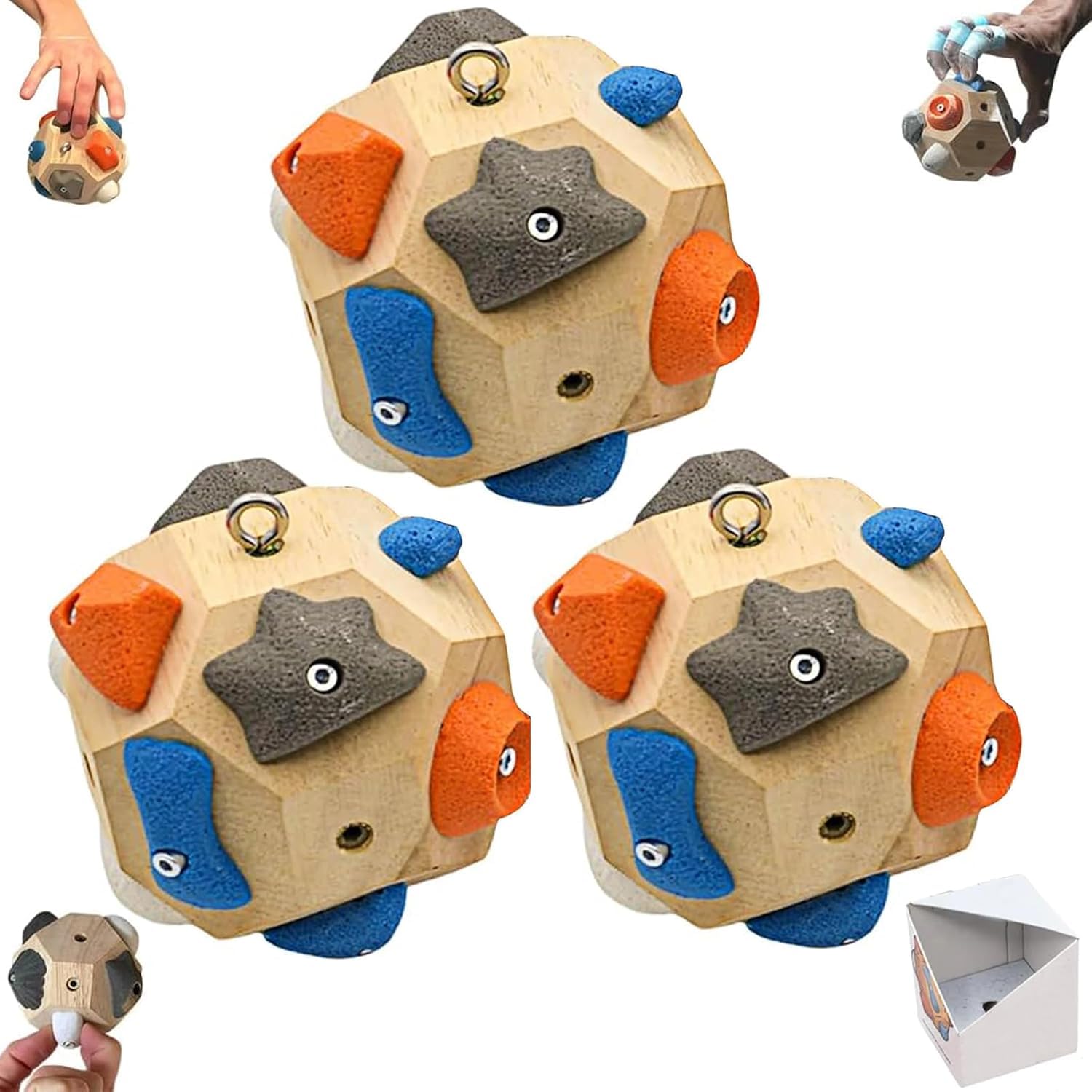 Handgefertigter Boulder Block - 3D Kletter-Trainingsball,Stärke und Präzision aufbauen Solider Holz Boul,Mobile Kletterübung für Zuhause/Outdoor