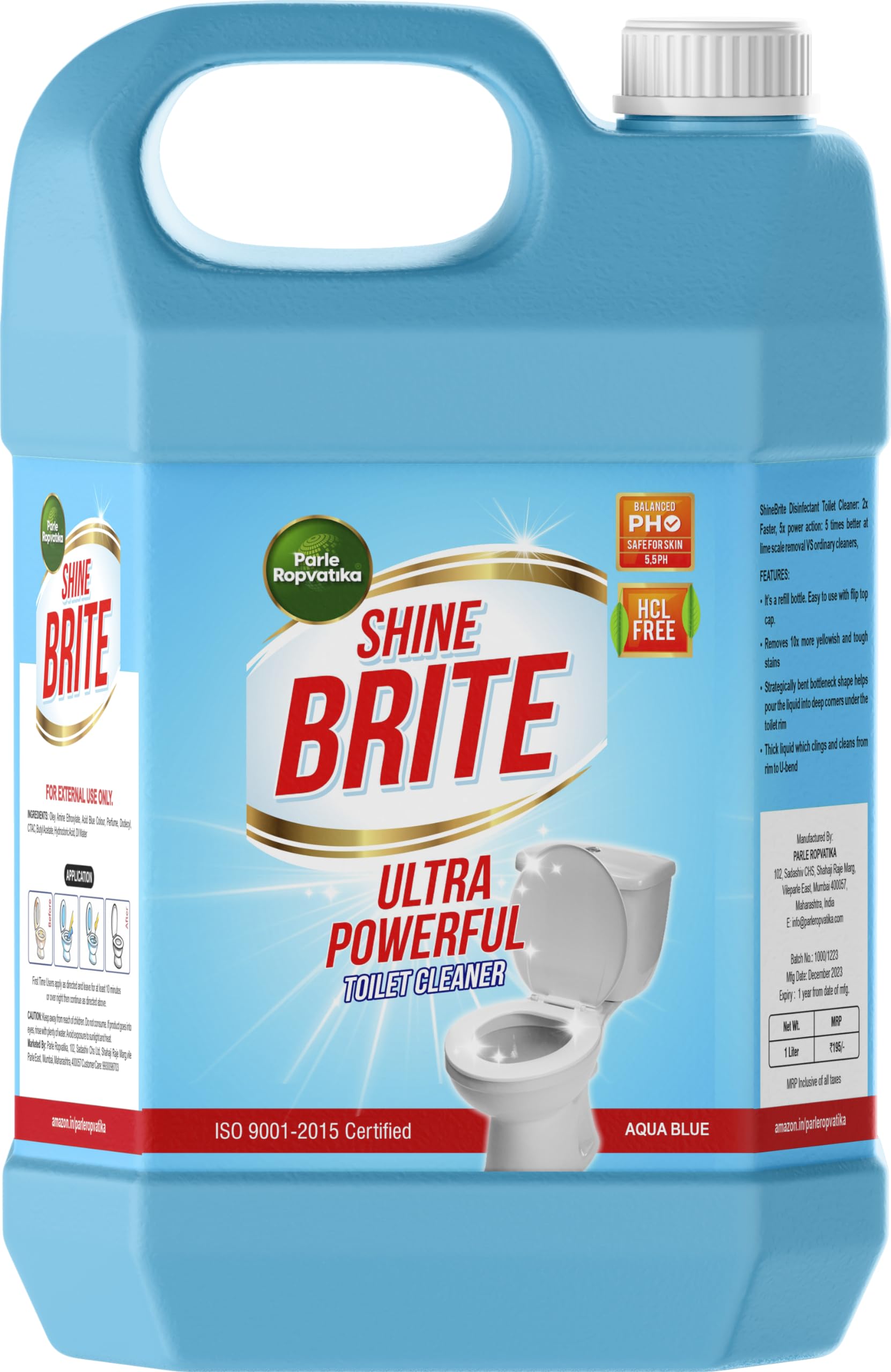 Parle Ropvatika ShineBrite Toilet Cleaner Jasmine 5 Liter can refill | HCL Free with Jasmine Mogra Fragrance | Safe for Hands (5 Liter, Jasmine 5L) (B0CR6V9YT6) Amazon Price History, Amazon Price Tracker