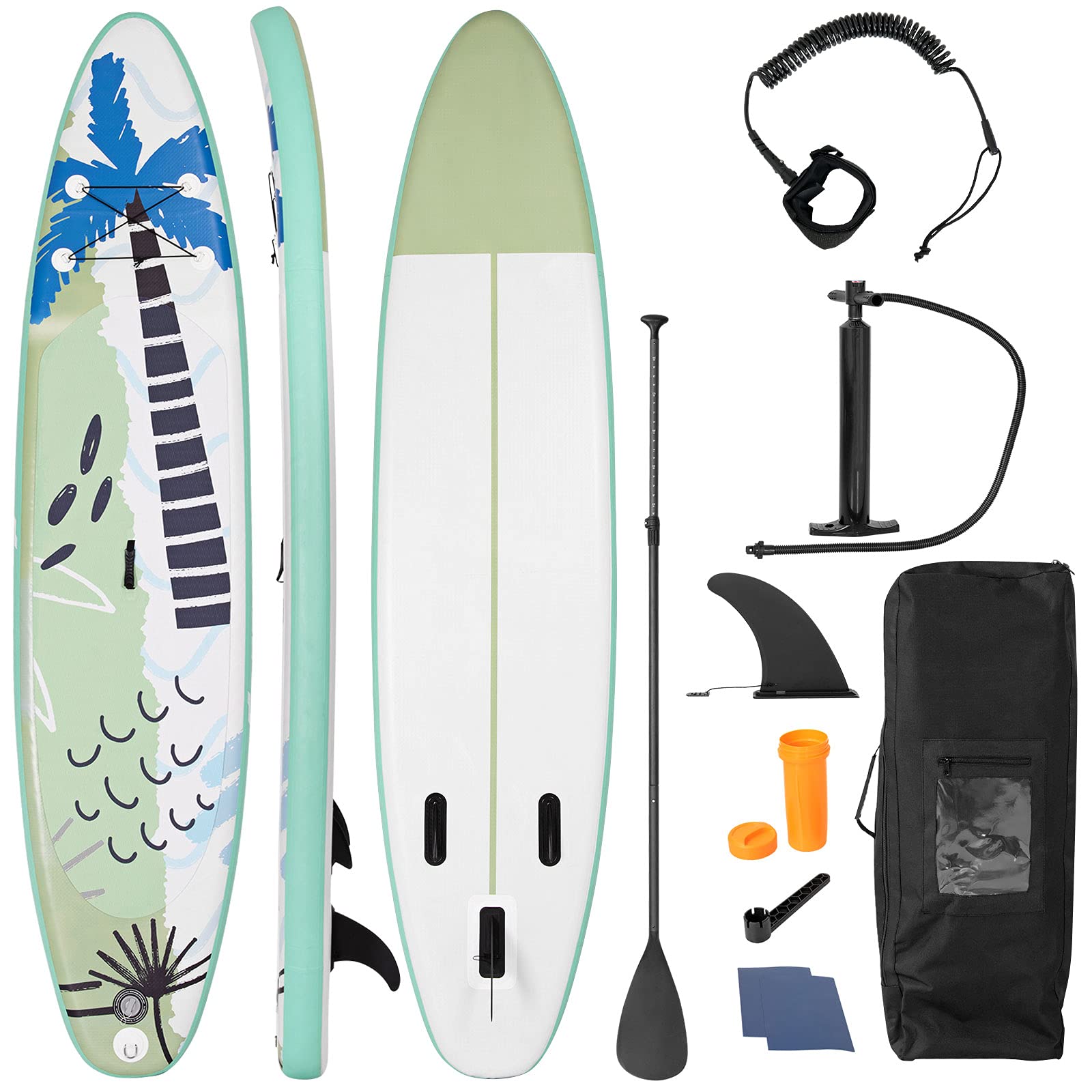 GOPLUS 320/335 x 76 x 15 cm Stand Up Paddling Board - Tabla de remo hinchable con bomba y remo extensible y cuerda de tracción de pie, 3 aletas, incluye mochila y kit de reparación