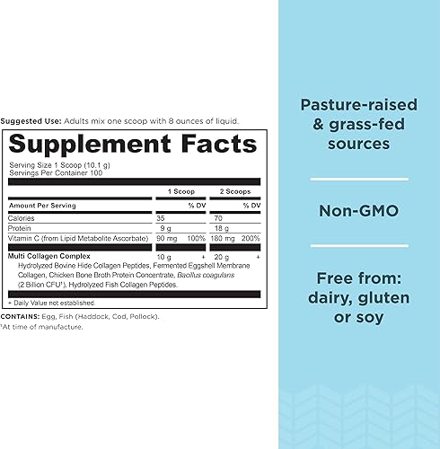 Miniatura 2 de Ancient Nutrition Péptidos de colágeno en polvo, proteína de colágeno múltiple, mujeres y hombres, vitamina C, probióticos, colágeno hidrolizado,