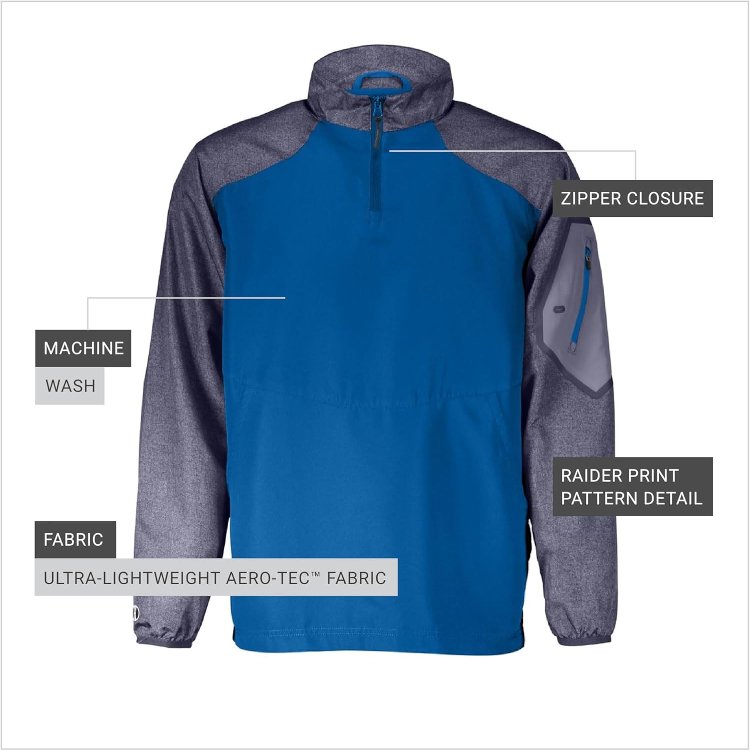 Holloway Raider Pullover Cage Jacket - Weather-Resistant, Ultra-Light, Quarter Zip, Sleeve Pocket - For Outdoors & Travel - Image 5