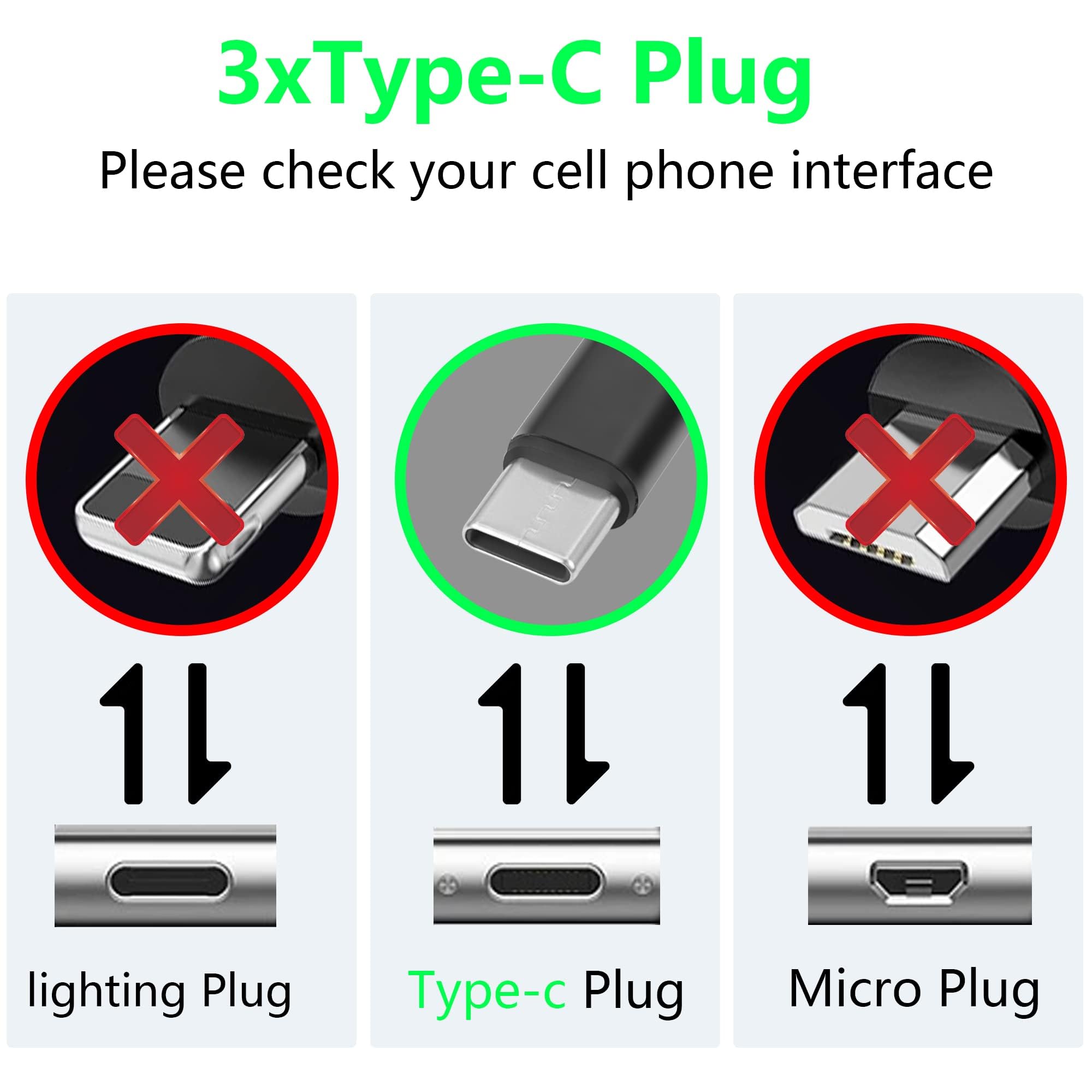 3-in-1 Ladekabel Von GELRHONR – USB-A Auf 3x USB-C, 3x1,2m, Nylon Geflochten, Für Handy & Mehr