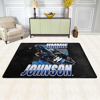 Jimmie Johnson 48 Luxury Rug for Bedroom Living Room, Area Rubber Backing Non Slip Mat