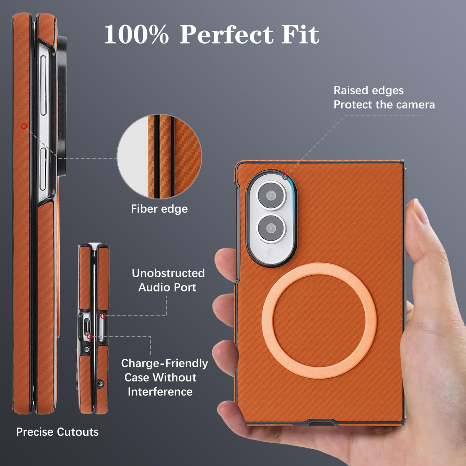 Etui do Samsung Galaxy Z Fold 8, wzór skóry z włókna węglowego
