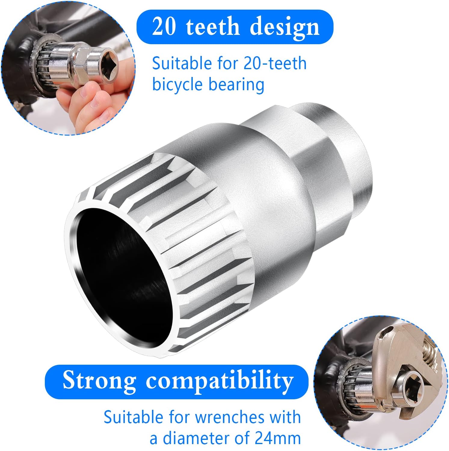 Guichangkai Bicycle Bottom Bracket Remover Tool 20 Teeth Bike Bicycle Freewheel Lockring Remover Bicycle Bottom Bracket Repair Tool Cycling Removal Repair Tool for SHIMANO、FSA、VP、LP - Image 5