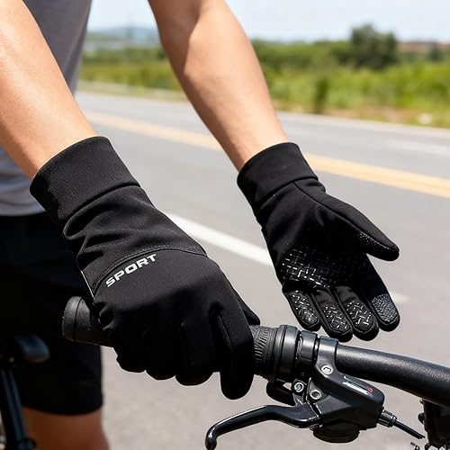Miniatura 8 de Guantes de invierno para hombres y mujeres, guantes de ciclismo resistentes al viento para clima frío para hombres, guantes de correr al aire libre