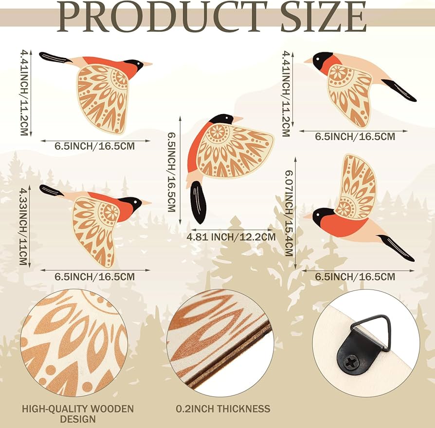 Amazon.co.jp: Barydat 木製鳥 ウォールアート 木製飛ぶ鳥 壁装飾 素朴