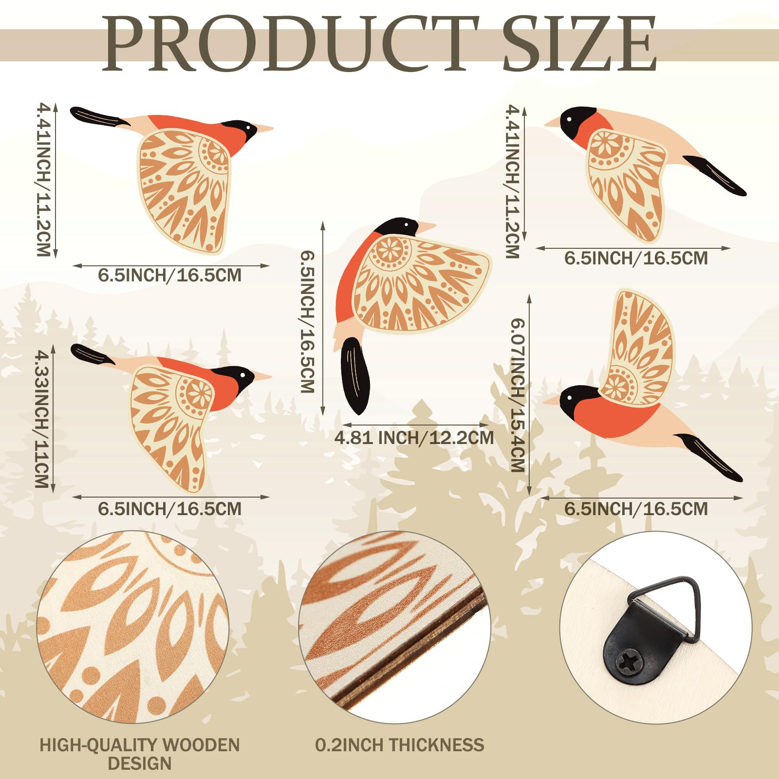 Amazon.co.jp: Barydat 木製鳥 ウォールアート 木製飛ぶ鳥 壁