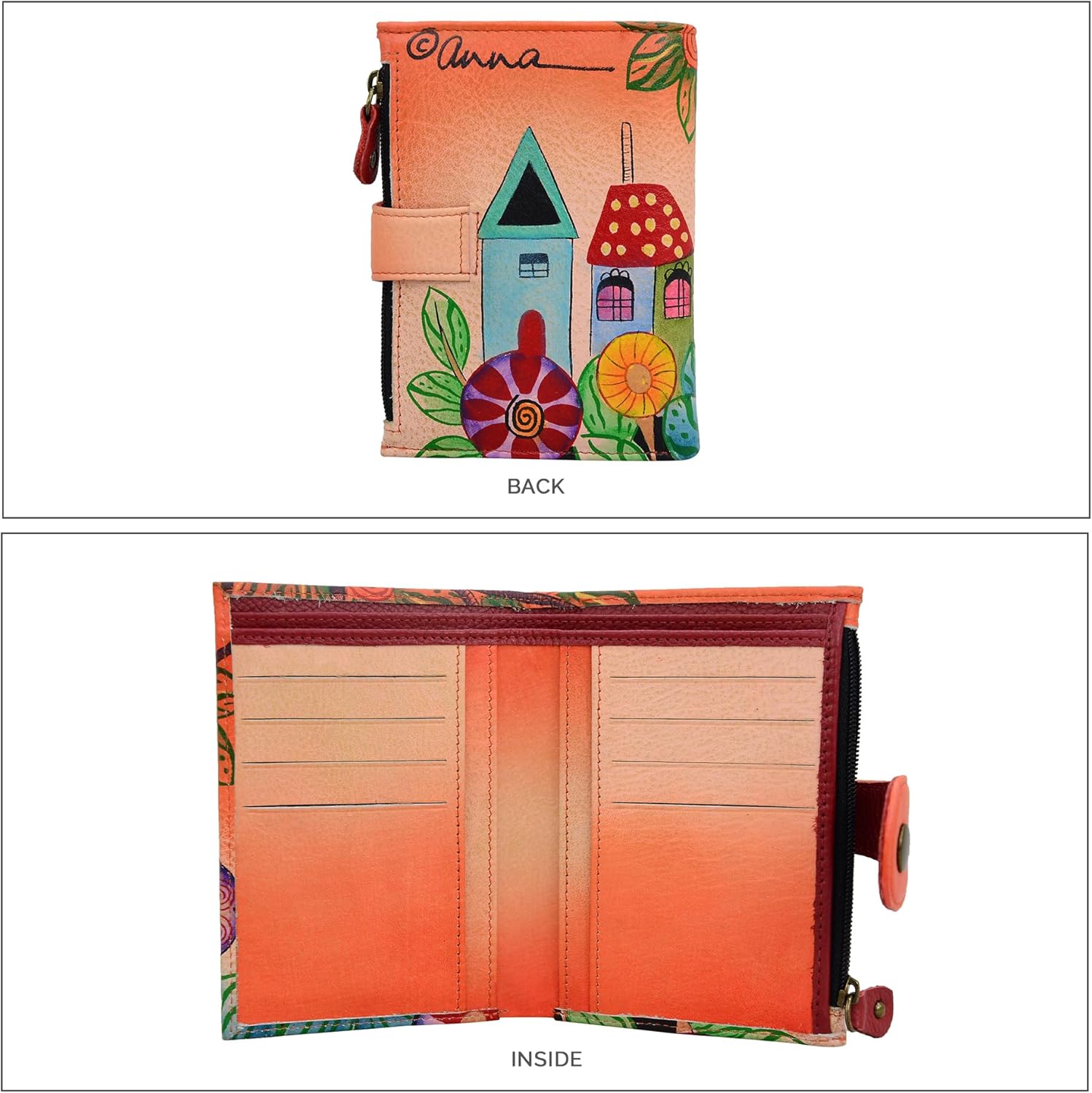 Anna by Anuschka Women's Hand Painted Genuine Leather Ladies Wallet