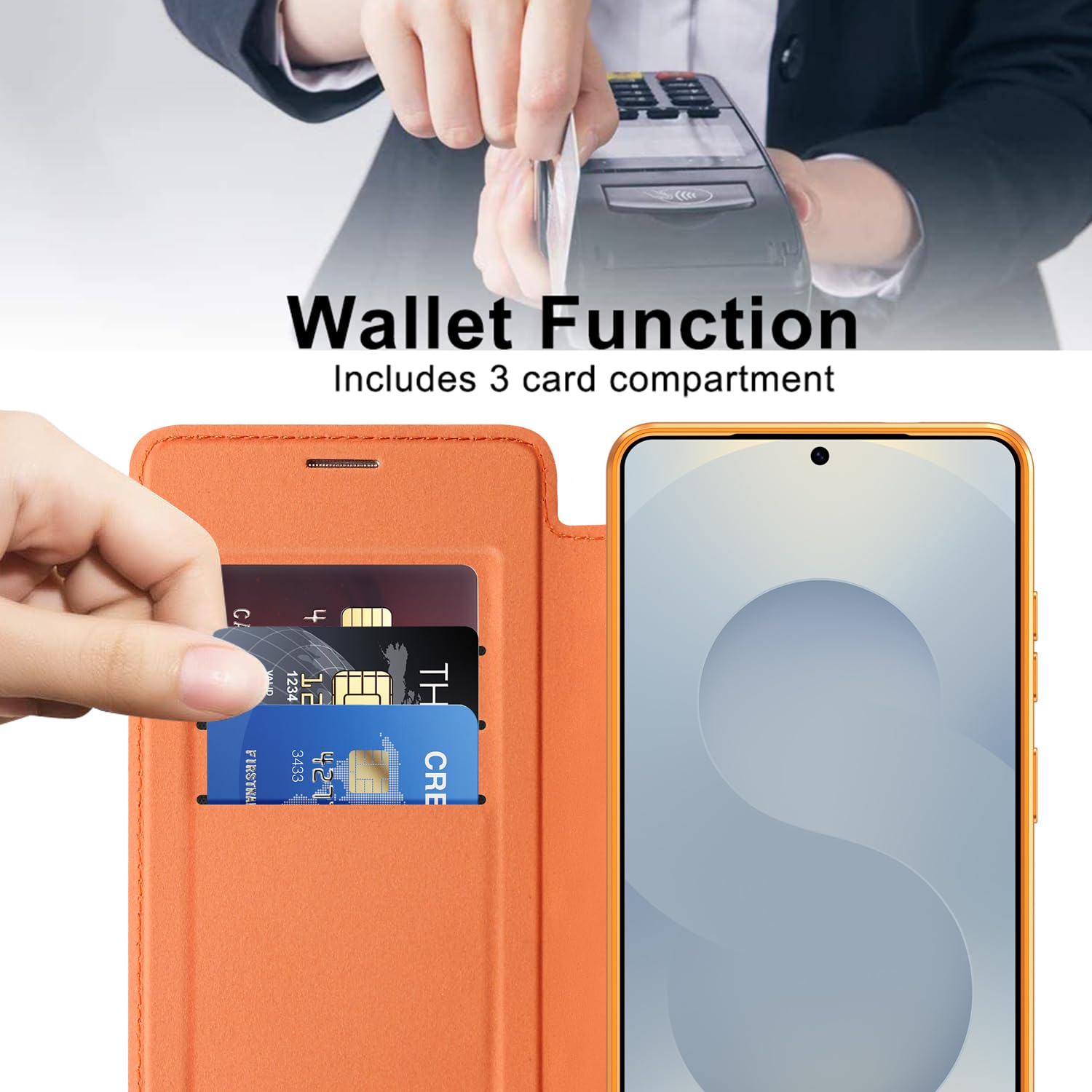 Asdsinfor Flip Case for Samsung S26 Ultra Clear Shell Leather