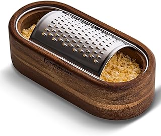 Removable SUS304 Stainless Steel Cheese Grater with Wooden Container, Wooden Shredder, Citrus Zester, Perfect for Presenting Freshly Grated Cheese or Zest