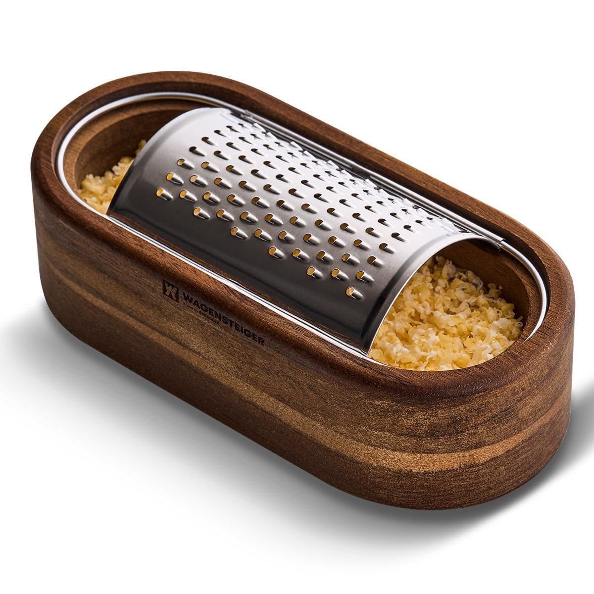 Removable SUS304 Stainless Steel Cheese Grater with Wooden Container Wooden Shredder Citrus Zester Perfect for Presenting Freshly Grated