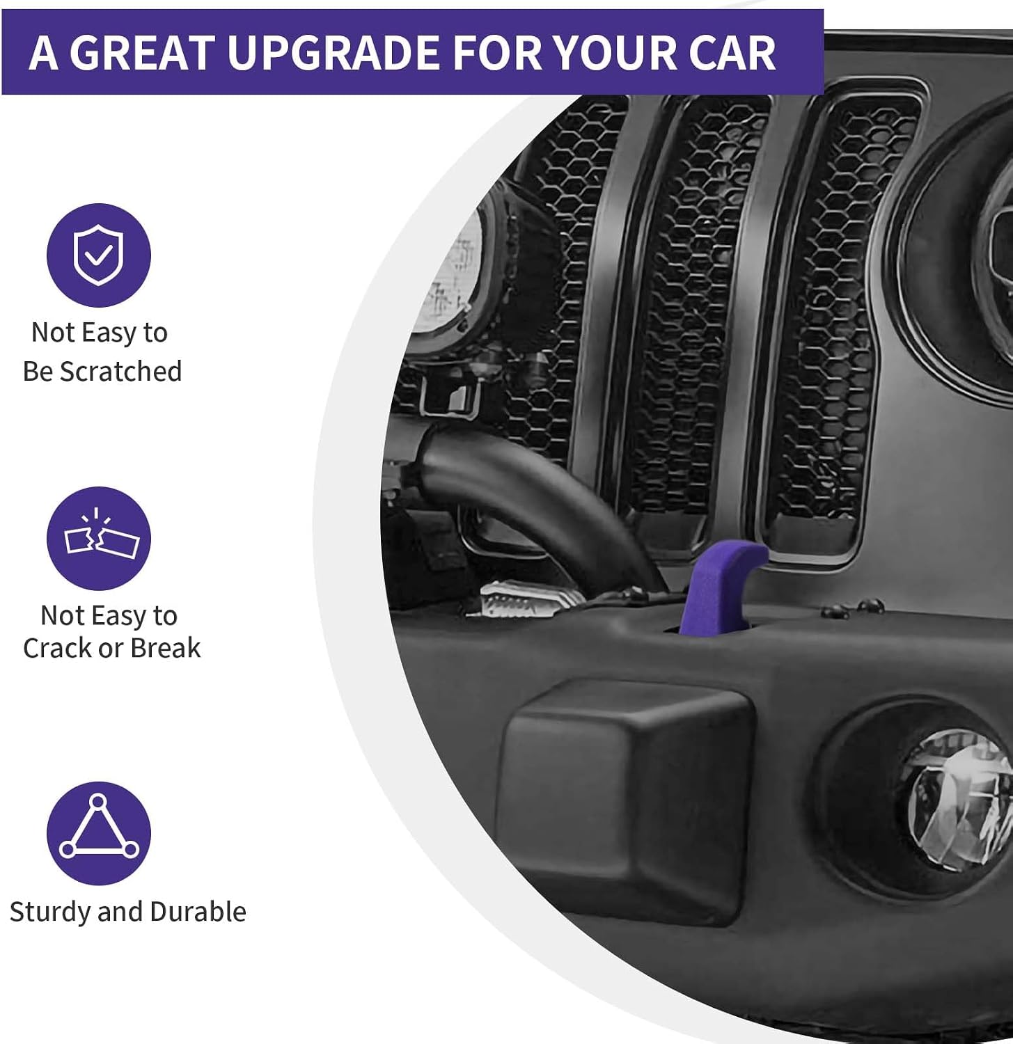 Bumper Tow Hook Covers 2Pcs Compatible with 2007-2018 Jeep Wrangler JK JKU/for 2018-2026 JL JLU & Jeep Gladiator JT Exterior Accessories(Purple) image 3