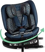 My Babiie MBCS200 360° Spin R129 Baby Car Seat – Top Tether, ISOFIX, Birth to 12yrs (40-150cm), i-Size, ERF, Group 0+/1/2/3, Rotating 360 Swivel - Navy Leo