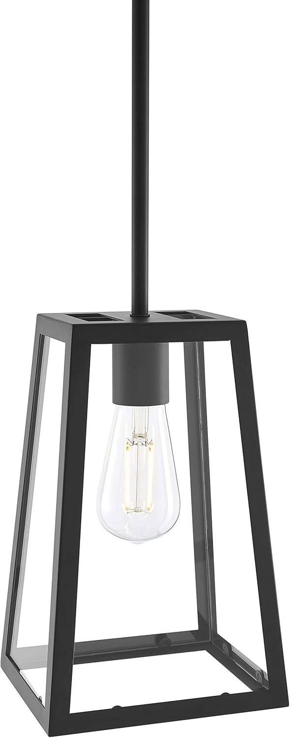 Linea di Liara Ferramo Large Black Farmhouse Pendant Light Fixtures Hanging Rustic Pendant Lighting for Kitchen Island Industrial Kitchen Pendant Lighting Over Sink, Bulb Included, UL Listed