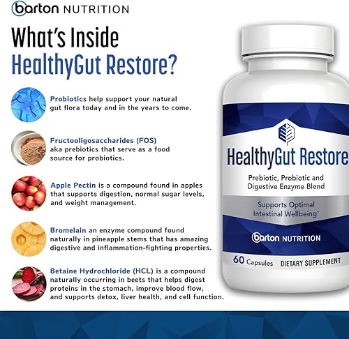 Miniatura 6 de HealthyGutSupport+ - Apoyo a la salud intestinal y la inmunidad con prebióticos, probióticos y enzimas digestivas para la digestión y la absorción,