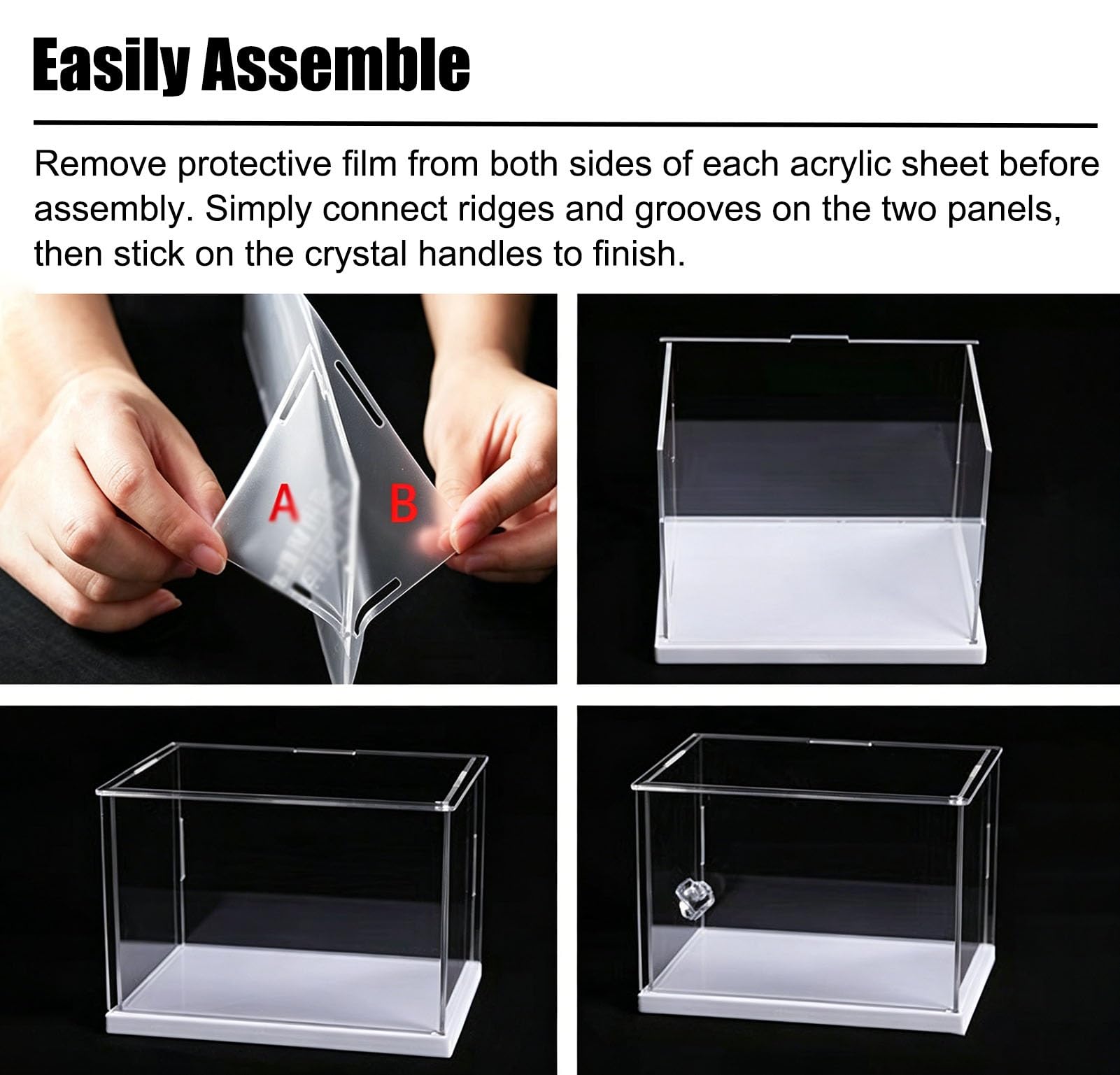 Vitrina de Acrílico Vitrina Acrílica Alargada para Balones de Fútbol Orientación Intercambiable, Muebles Organizadores Rectangulares Exhibir Miniaturas Maquetas Barcos(45x25xH20cm/18x10x8in)