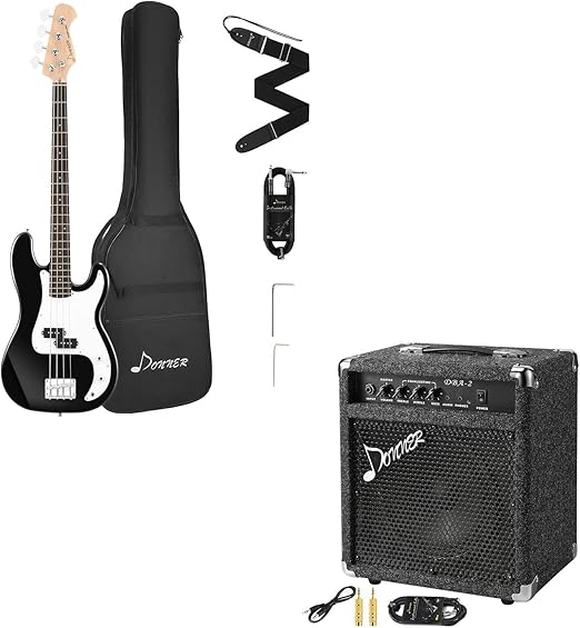 Donner DPB510B FullSize Electric Bass Guitar with Bass
