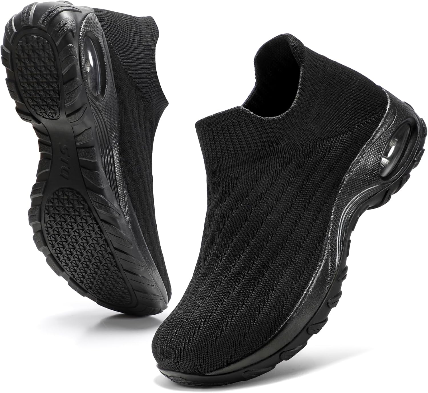 HKR Women's Walking Shoes Arch Support Non Slip Work Shoes Breathable Knit Upper Lightweight for Plantar Fasciitis