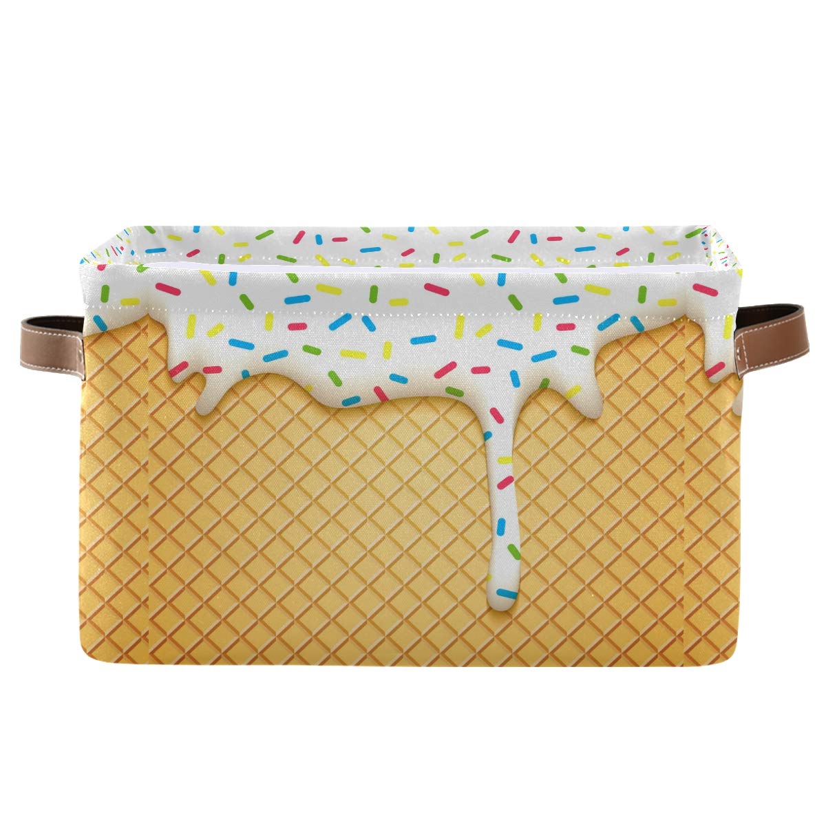 KEEPREAL Ice Cream Cone Storage Bin - Large Canvas Basket - 15x11x9.5inch