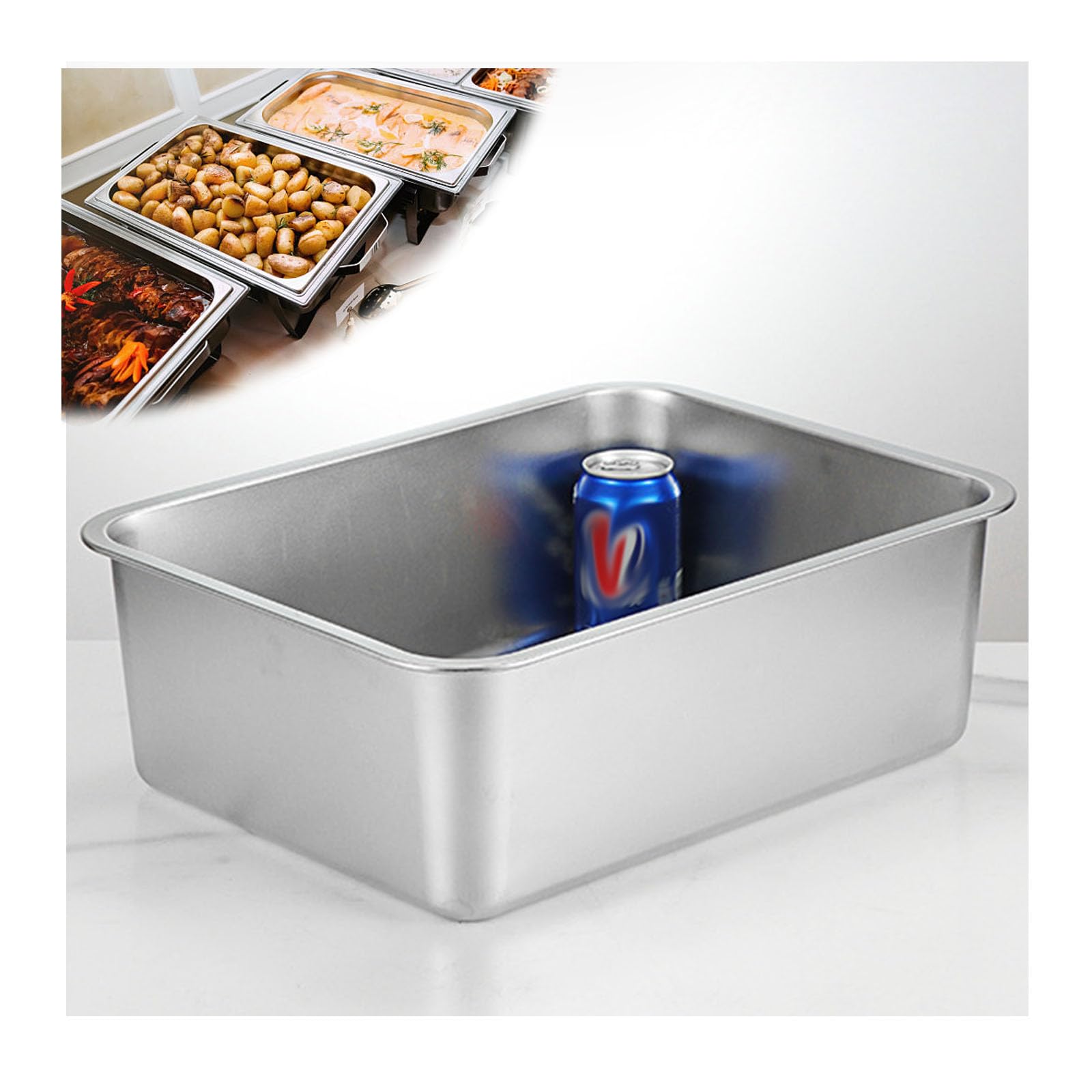 Recipiente para Gastronomía,Acero Inoxidable Sartenes Profundas De Hotel Bandeja,Bordes Redondeados Recipiente Gastronorm,45 * 35cm,15cm