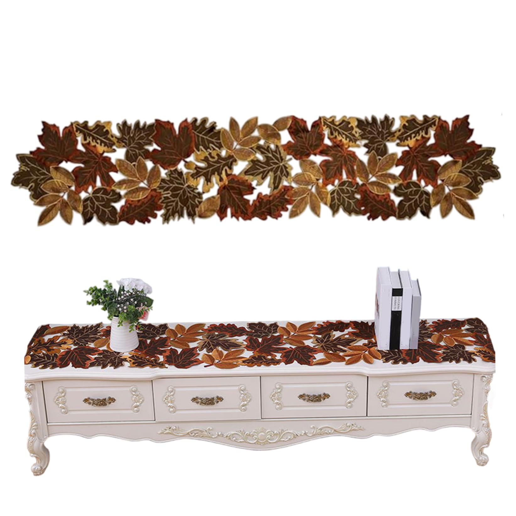 Chemin de table feuilles d'érable ajourées pour style automnal