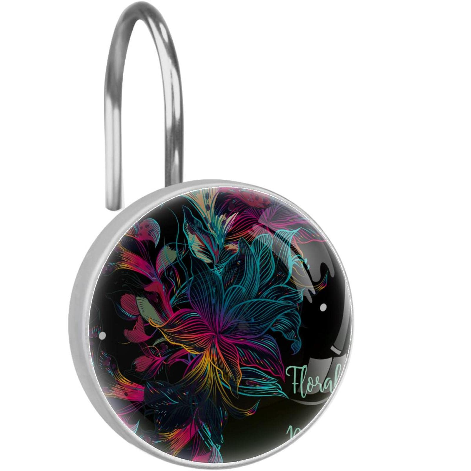 Anneaux de rideau de douche floral anti-décrochage pour doublure