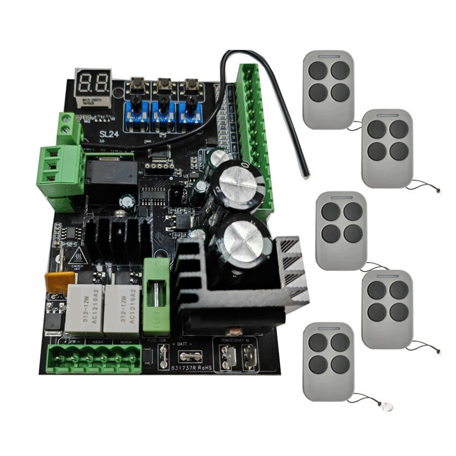 Scheda logica di ricambio per operatore cancello, Scheda di controllo universale Unità di controllo for apricancello scorrevole 24 VDC Ha porta for fotocellule Ingresso finecorsa PCB di ricambio Sched