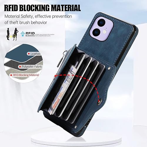 Miniatura 4 de Asuwish Funda de teléfono para iPhone 11 6.1 con correa cruzada para muñeca, soporte para tarjetas de crédito, accesorios de celda de cuero,