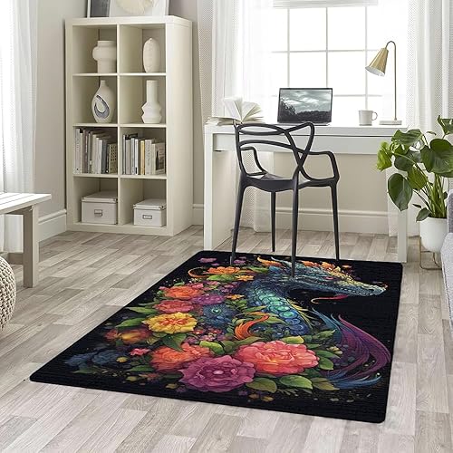 Vista 32 de Alfombra de dragón personalizada, con estampado de dragón de galaxia brillante, tapete grande de 5 x 8 pulgadas para sala de estar, dormitorio