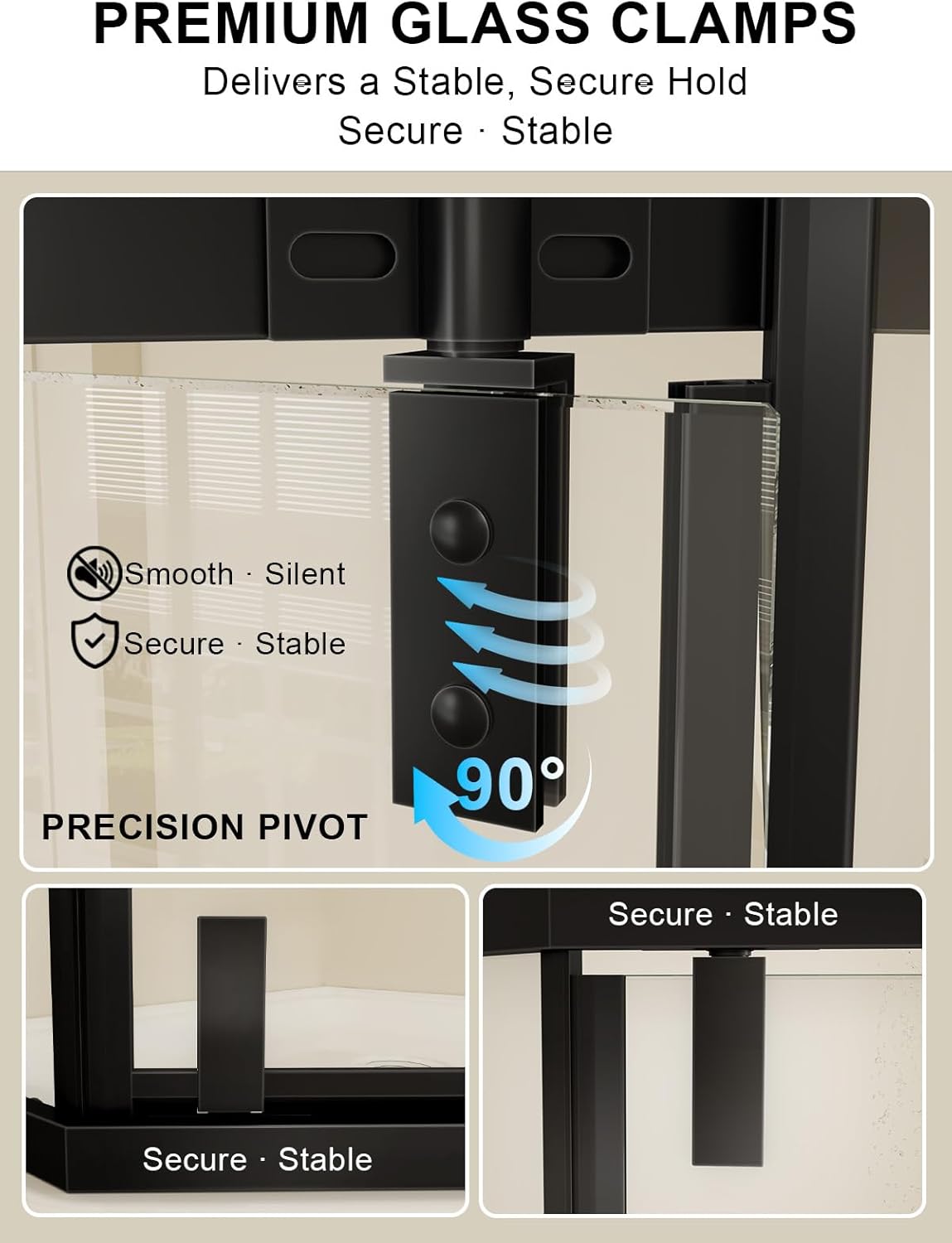 36 x 72 Neo-Angle Corner Shower Door, Frameless Pivot Shower Enclosure with 1" Adjustable Width, 1/4" Clear Tempered Glass with Explosion-Proof Film & Nano Coating, Matte Black, Base Not Included