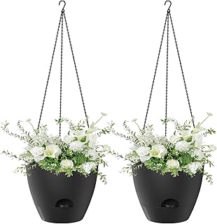 自動給水プランター - 貯水バスケット付き自動給水,ガーデン用花と植物のプランター2個,壁 窓 ガーデン ベランダ バルコニー 室内 リビング ベッドルーム用