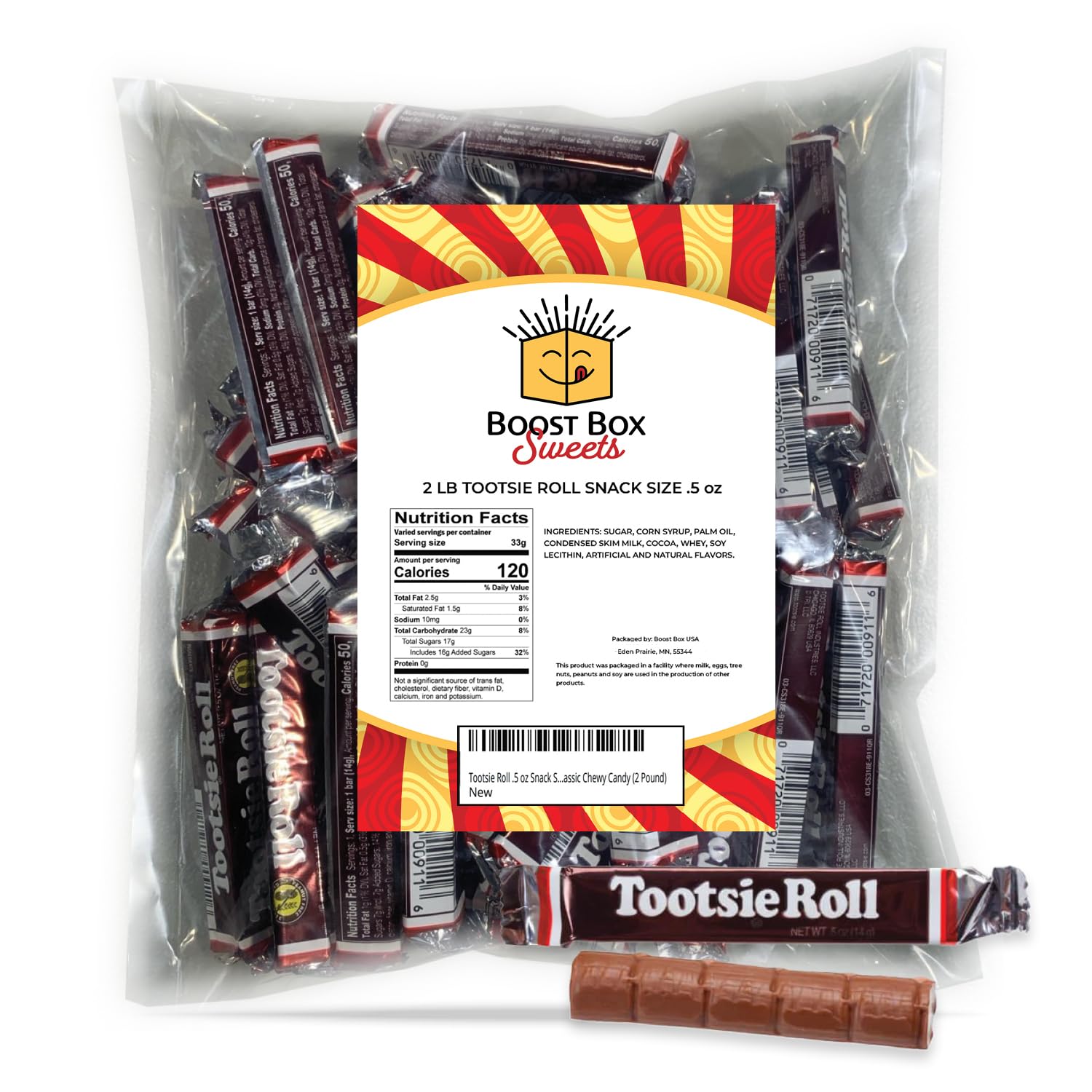 Amazon.com : .5 oz Snack Bar Fun Size Individually Wrapped Bulk Classic ...