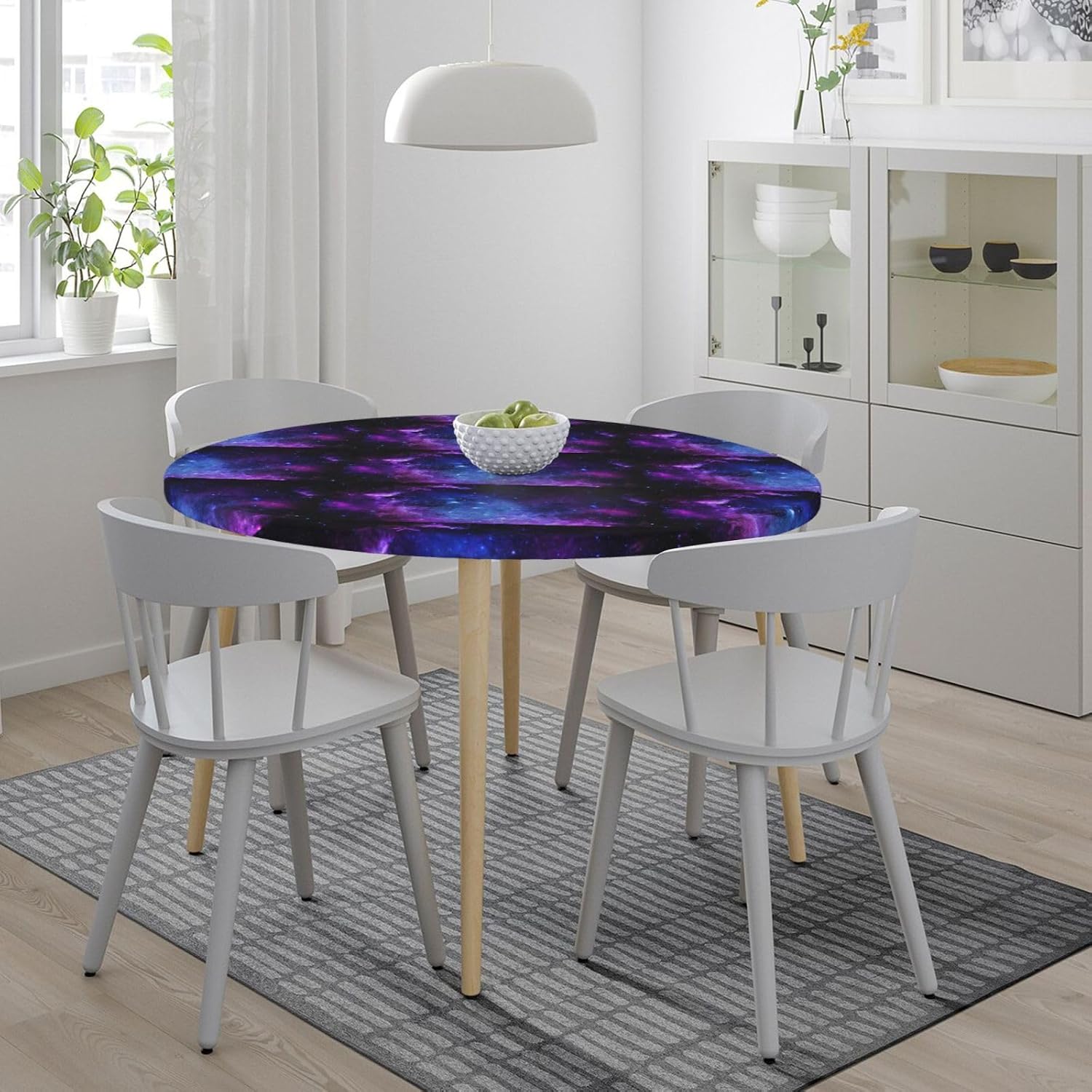 Universe Galaxy Star Space Print Outdoor Patio Kitchen Decor Supplies Wipeable Round Table Cloth for Indoor Outdoor