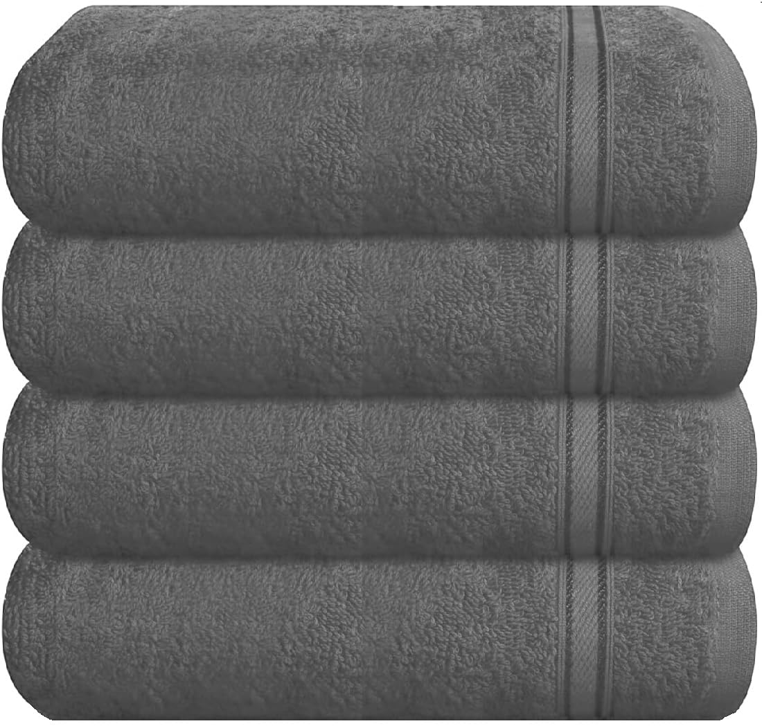 WovenWonder 4 Pack Luxury Face Cloth Towels 100% Egyptian Cotton 800-GSM Extra Soft Washcloth Sets Highly Absorbent Flannels (Charcoal Grey)