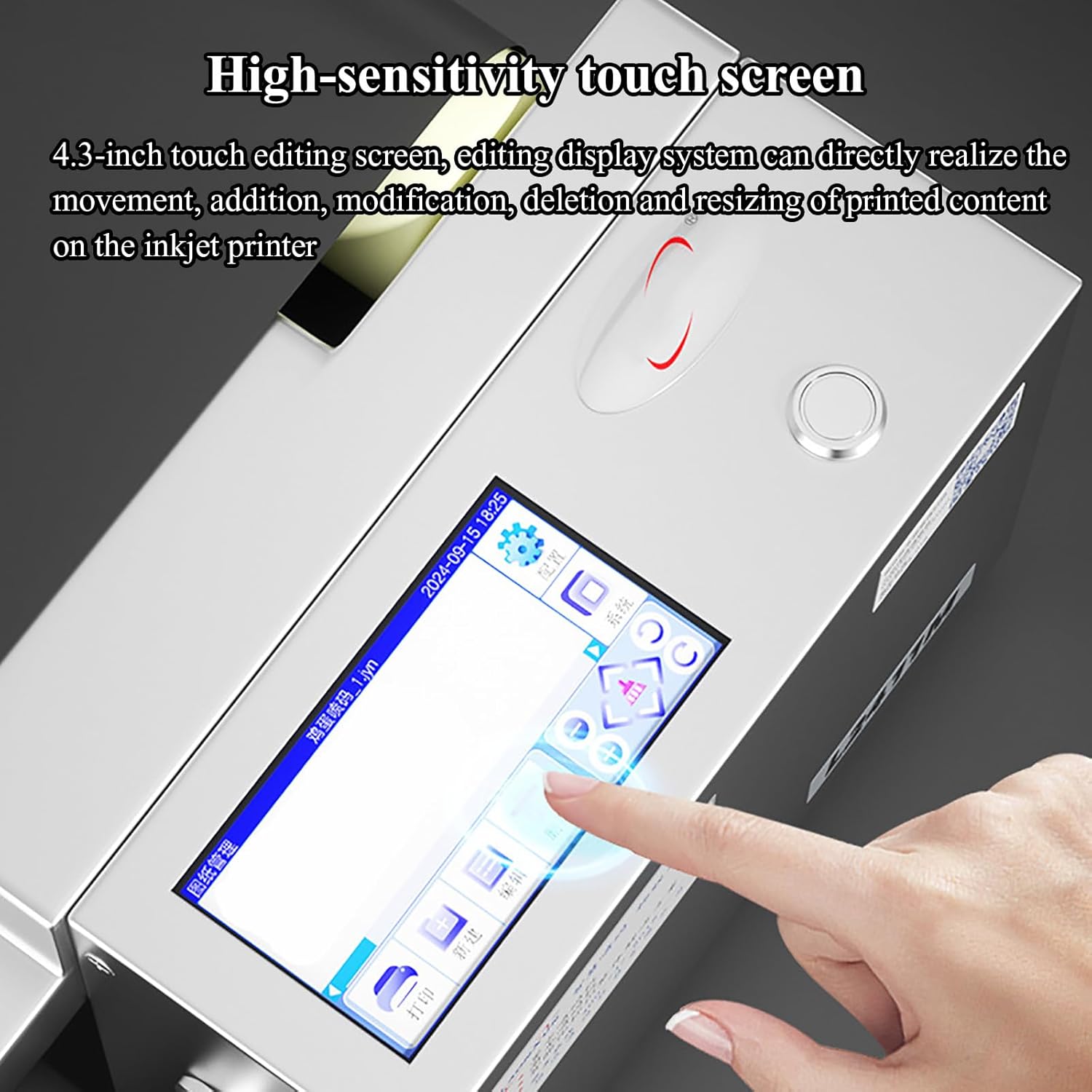 KEhtu Automatic Desktop Inkjet Printer with 4.3in Touch Screen, 40m/min Fast Inkjet, Photoelectric Synchronous Induction, Support for USB Flash Drive Import, Support for Communication Protocols