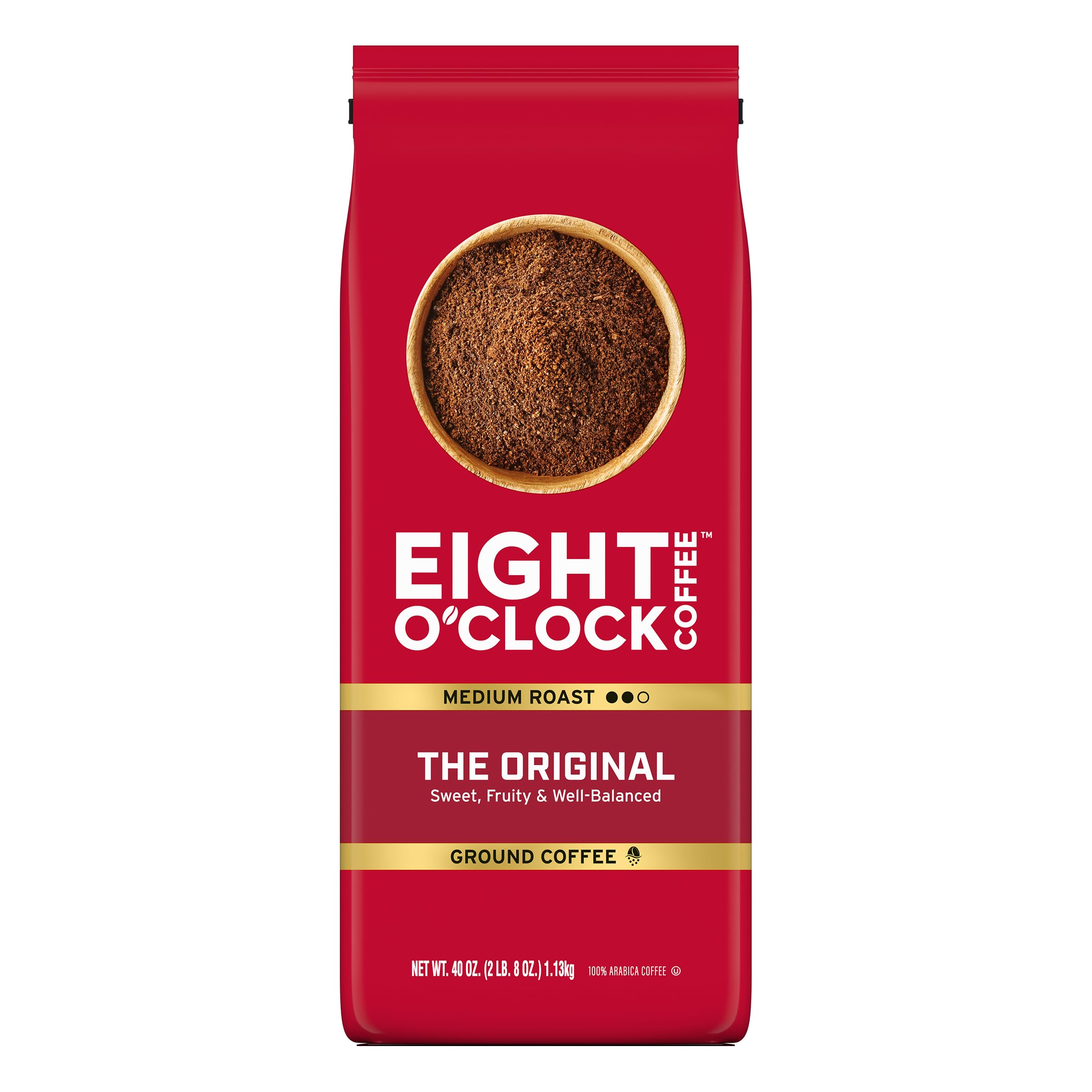 Eight O'Clock Coffee The Original Ground Coffee, Medium Roast, 40 Ounce (Pack of 1) - Sweet, Fruity, Well Balanced