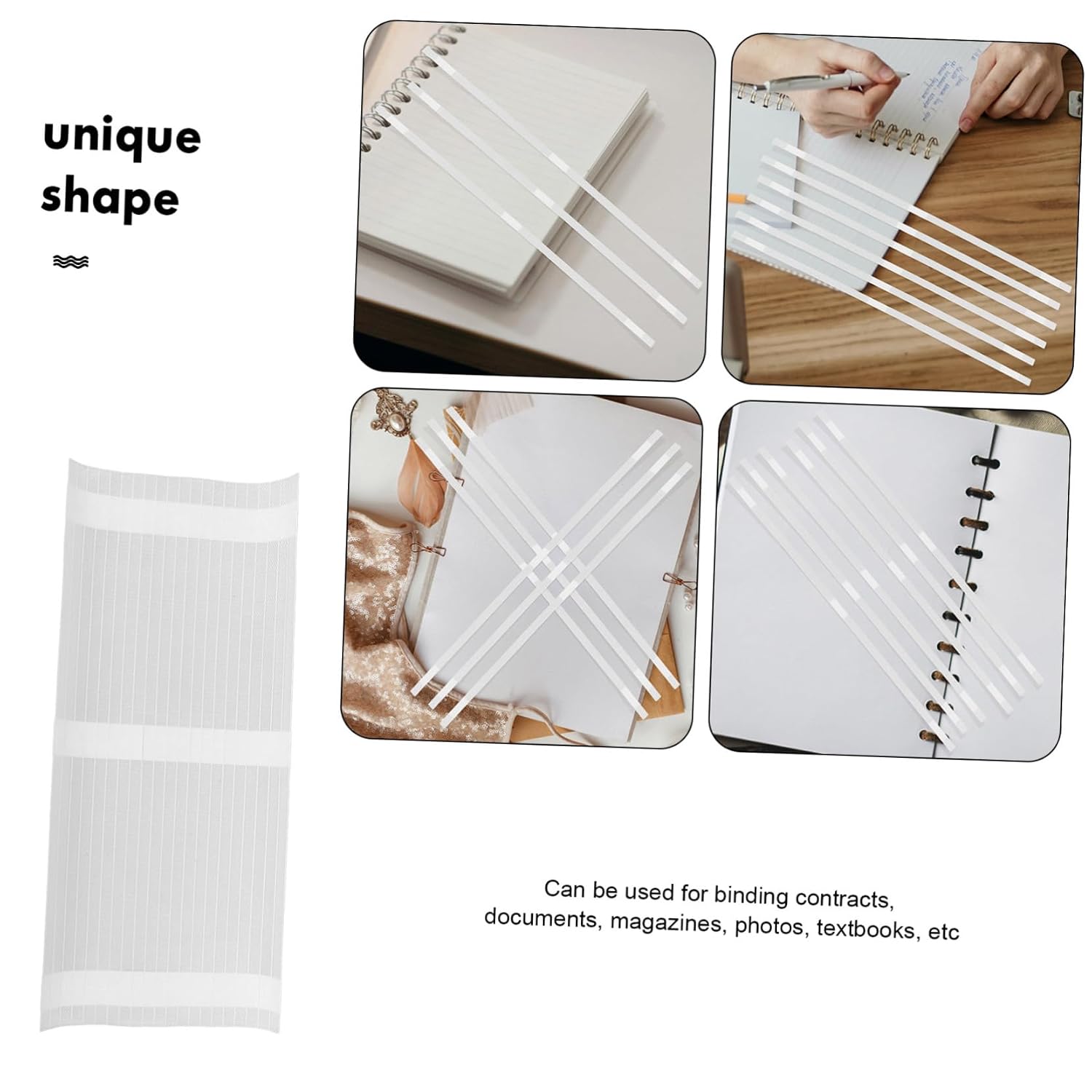 TEHAUX 50pcs Book Binding Glue Strips Thermal Binding Strips Book Repair Tapes Bookbinding Glue