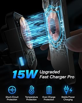 1Zero Auto-Clamping 15W Wireless Car Charger Cup Holder Mount | Auto-Clamping 15w Wireless Car Charger Cup Holder Mount for iPhone, Samsung Galaxy And Google Pixel Smartphones