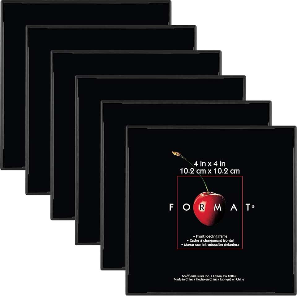 MCS Porta-retrato formatado, molduras de parede de galeria, preto, 10 x 10, pacote com 6