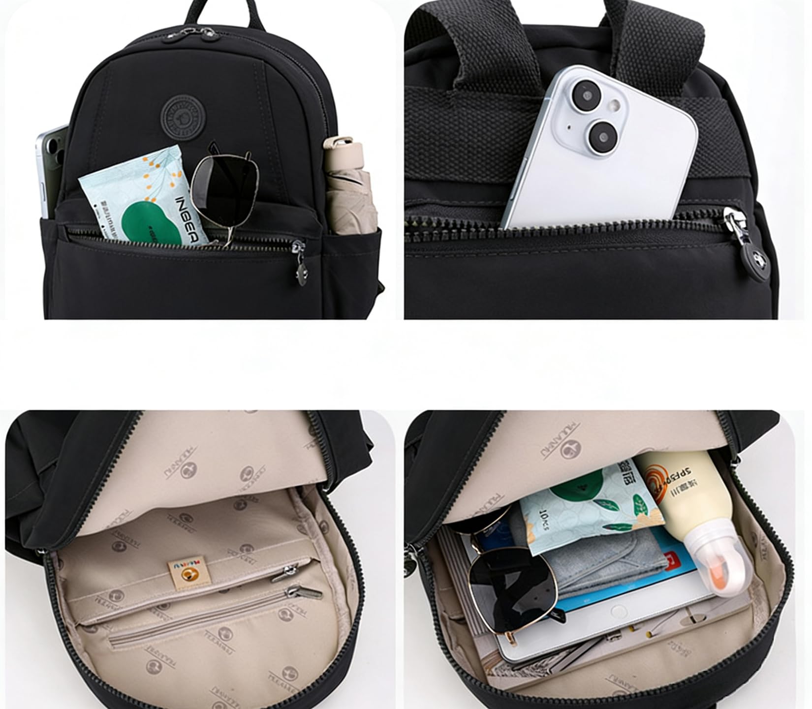 Mochila Pequeña Mujer Mini Mochila Mujer Casual Bolso Mochila Impermeable Nailon Mochila de Viaje Mochila de Escuela