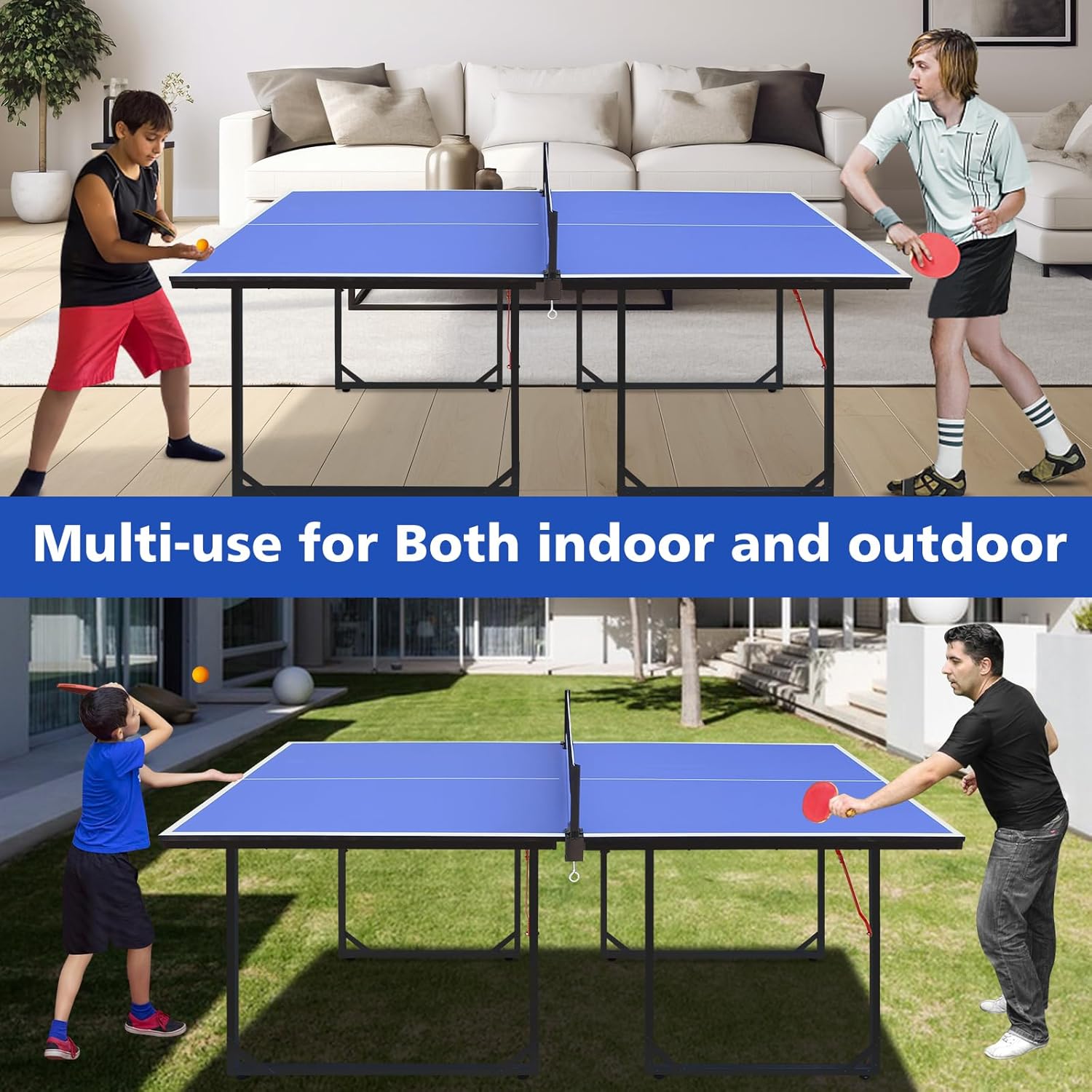 Folding Plastic Table 4ft/6ft/8ft Adjustable Height Portable Dining Table for Camping, Picnics, Parties, High Load Bearing Foldable Table