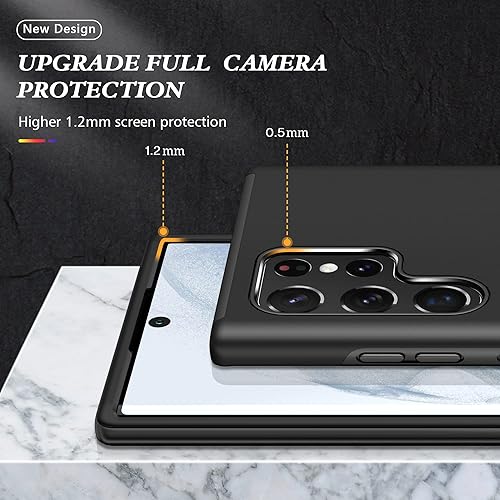 Miniatura 3 de Funda para Samsung Galaxy S22 Ultra, S22 Ultra con protector de pantalla de TPU flexible autorreparable (paquete de 2), grado militar con funda con